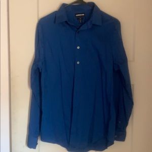 Slim stretch Express 1MX solid Blue Shirt